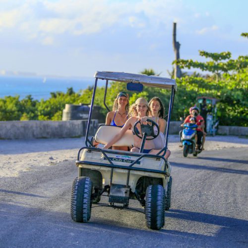 Ladys on Golf Car at Isla Mujeres south part