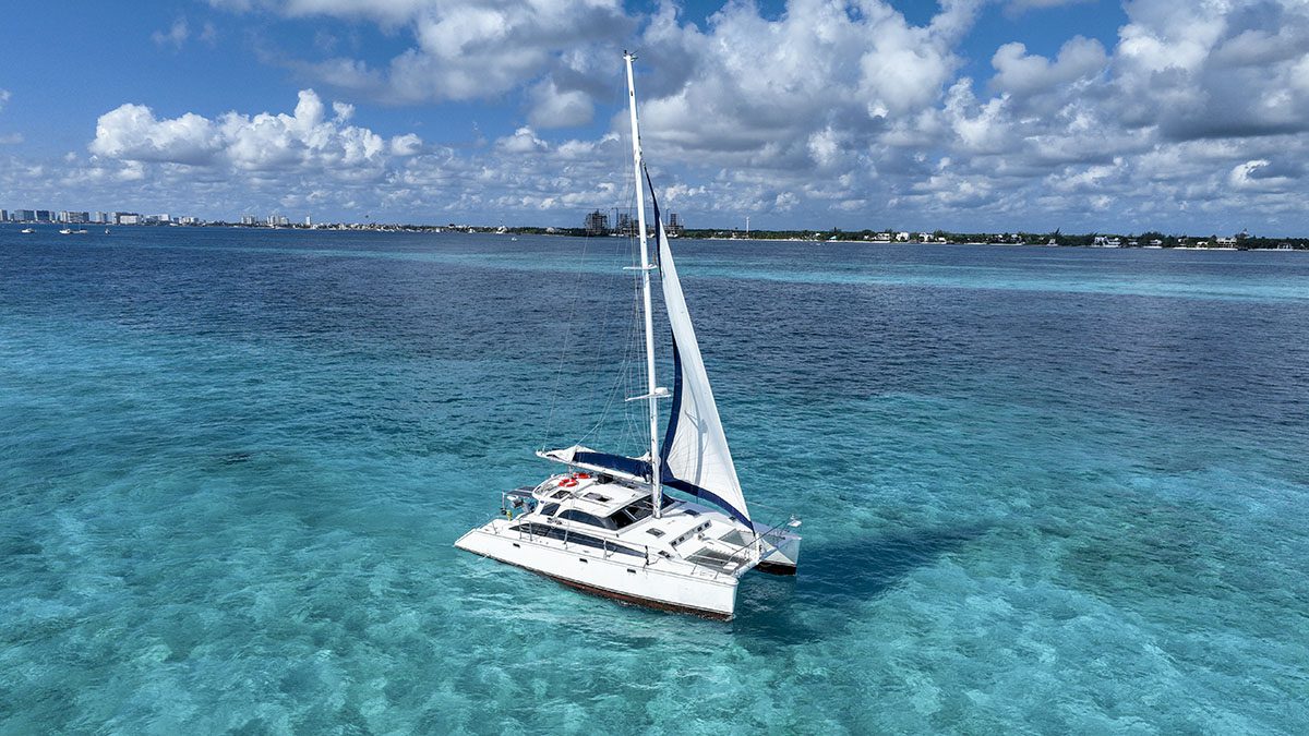 Catamaran Blue Cancun aerial drone image