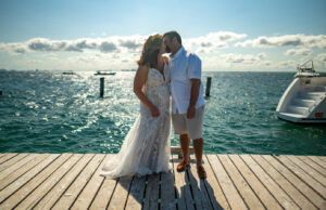 boat wedding in cancun dock